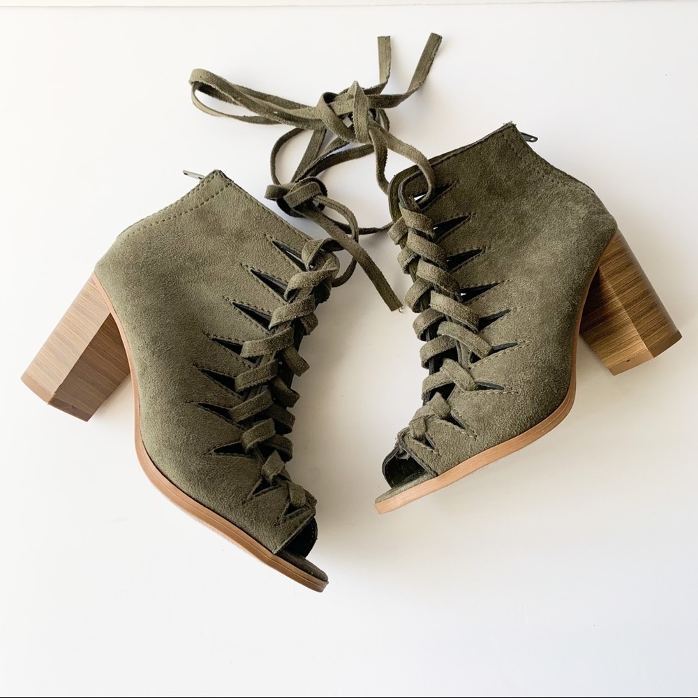 SODA Suede Laced Up Heels